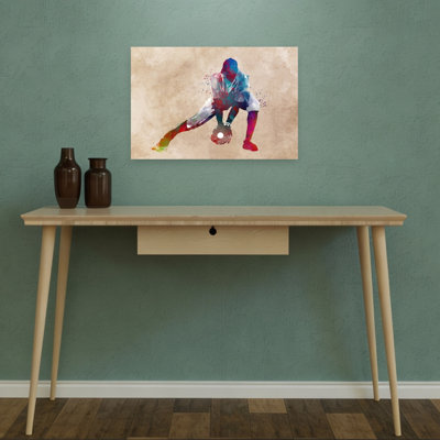 Vibrant Baseball Player Contemporary Wall Art
