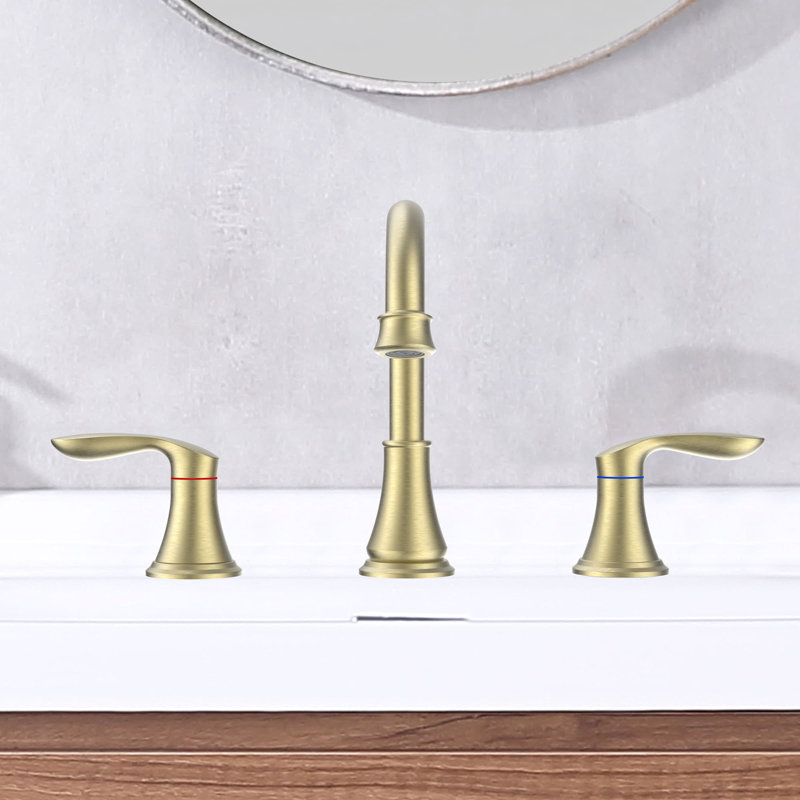 2-handle Bathroom Faucet with Drain Assembly, Brushed Gold