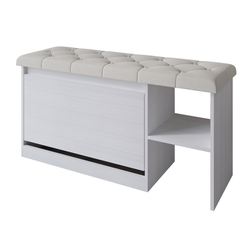 ShoeStation MDF Upholstered Storage Bench, White