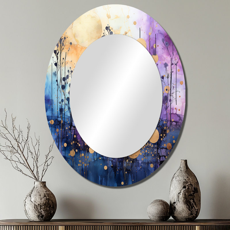 Celestial Serenade II - Modern Oval Wall Mirror, 40" x 30"