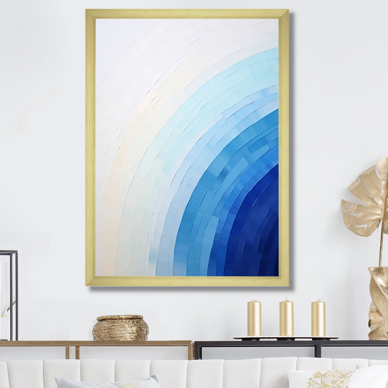 " Blue And White Arc Of Simplicity ", Gold Picture Framed, 40" H x 30" W x 1.5" D