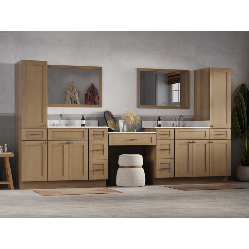 Meuble-lavabo double Disar, Chêne naturel
