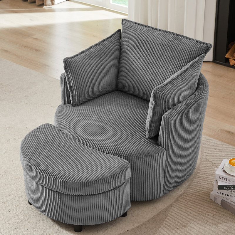 Chaise pivotante à 360 ° avec repose-pieds, Gris