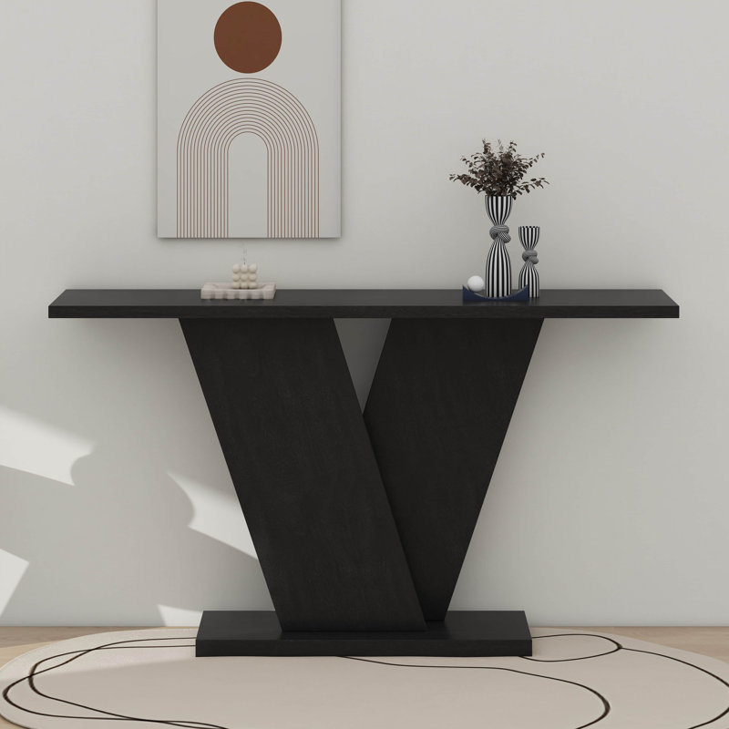 Console moderne, canapé de couloir avec base en forme de V, Noir
