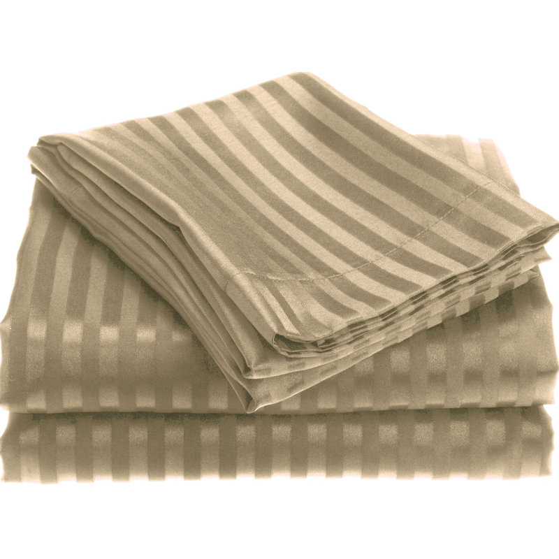 Microfiber Striped Sheet Set, Full/Double, Taupe