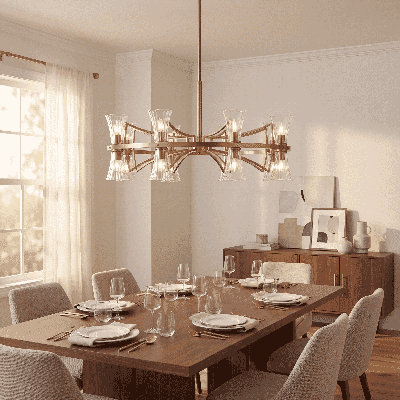  Bennington 10-Light Chandelier in Warm Brass