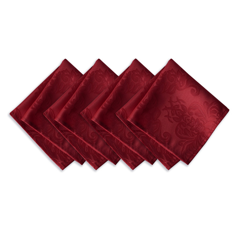 Burchfield 100% Polyester Damask Square Napkin, Red