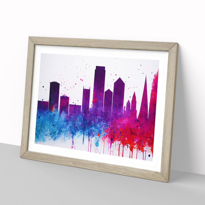 Colourful London Skyline Vol.3 Abstract - Painting, Oak Framed, 34cm H x 46cm W x 2cm D