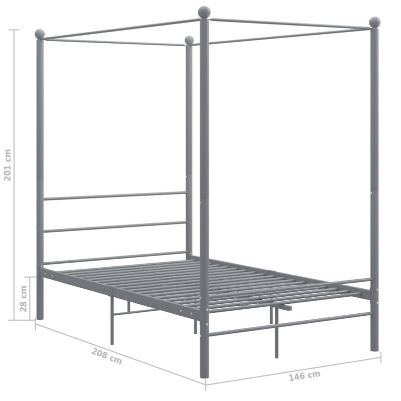Azeezah Bed, 140 x 200 cm, Grey