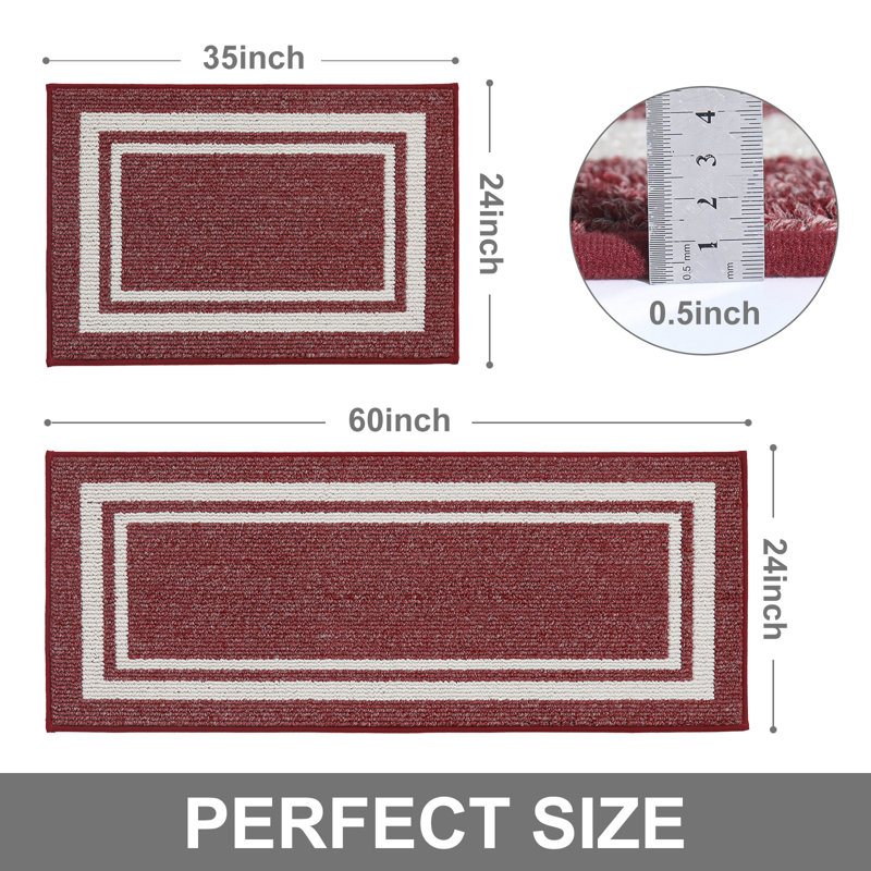 Caylon Machine-washable Anti-Fatigue Mat, Red, Rectangle 60cm x 90cm + 60cm x 150cm