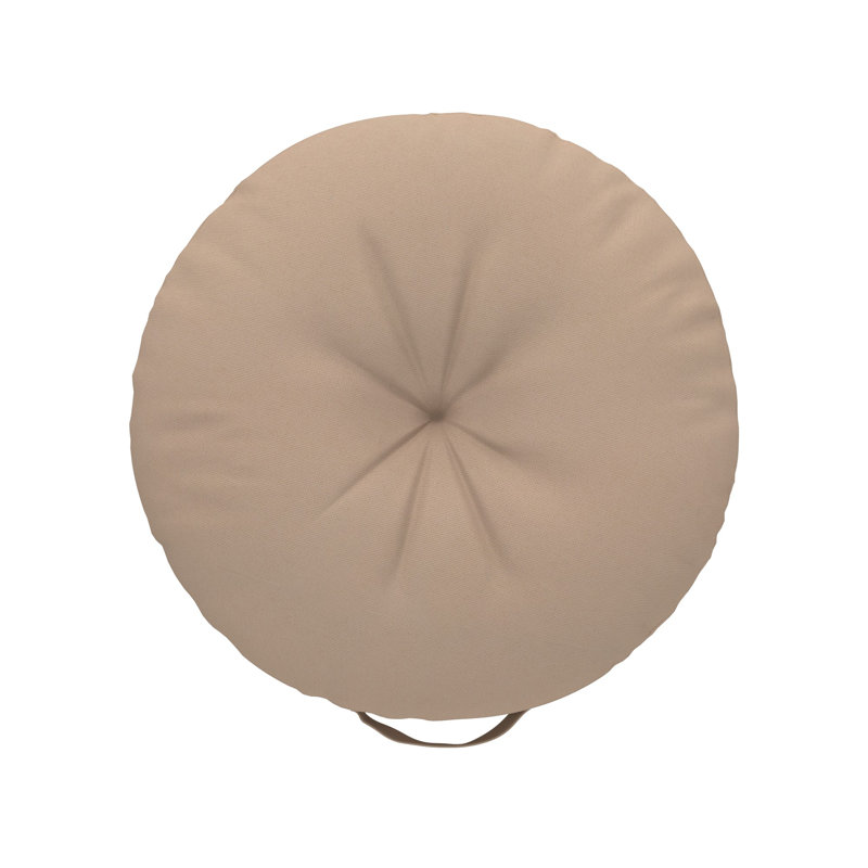 Indoor/Outdoor Floor Pillow, 22 Inch Circular Cushion Cover with Insert, Beige, Round 22"