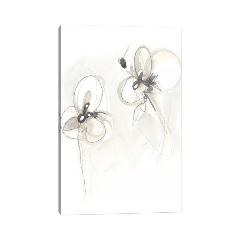 Neutral Floral Gesture VIII by June Erica Vess - Wrapped Canvas Painting, 20.32 cm H x 30.48 cm W