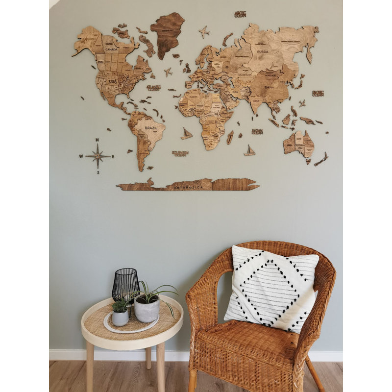 3D Wooden World Map Terra 