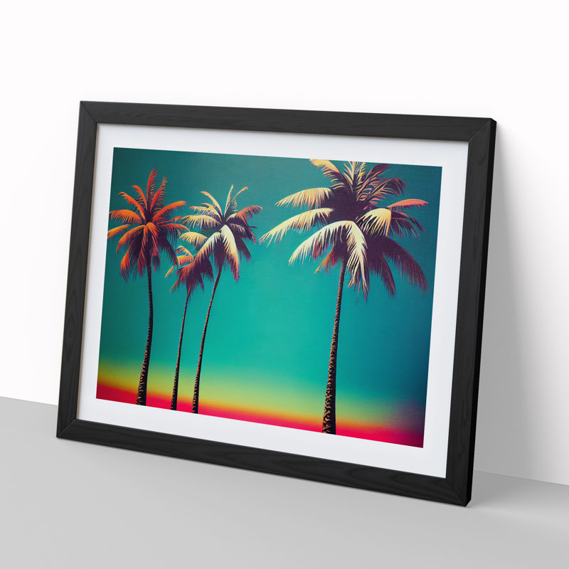 Painted Palm Trees Vol.3 - Framed Print, Black Framed, 34cm H x 46cm W x 2cm D