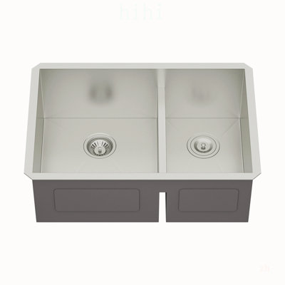 Évier de cuisine double bac 60/40 à encastrer, 71 x 48 cm, épaisseur 1,6 mm, avec cuves profondes pour un nettoyage efficace et un design moderne.