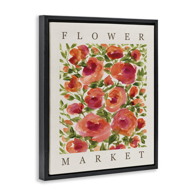Flower Market Coral Blooms  Framed Floater Canvas Wall Art, design by Yvette St. Amant