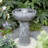 27.5"H 2-Tiered Birdbath Polyresin Outdoor Fountain with Birds, Pump and LED Light (KD)