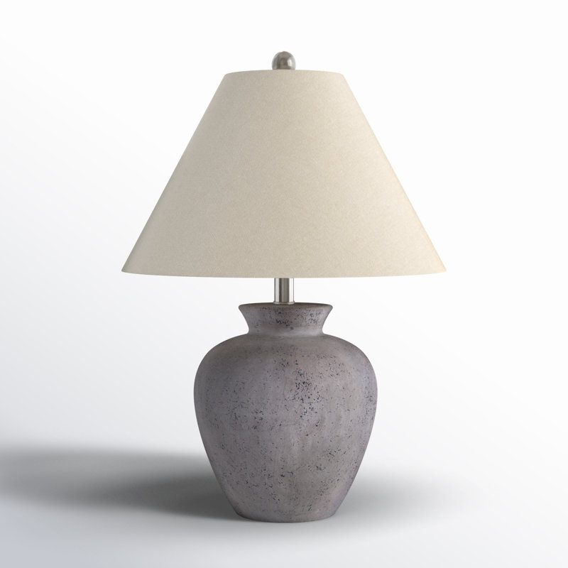 Calico Table Lamp, Gray Finish / Natural Shade