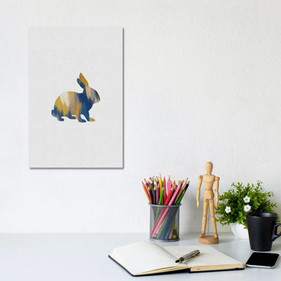Rabbit Blue And Yellow by Orara Studio - Wrapped Canvas Gallery-Wrapped Canvas Giclée