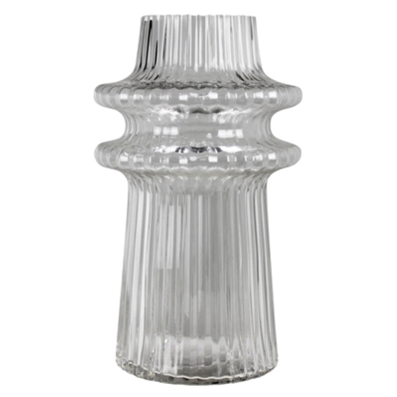 Ribbed Disk Vase - Lrg, Glass