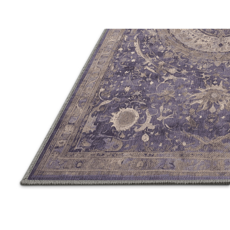 Machine Washable Gray Area Rug, Rectangle 4' x 6'