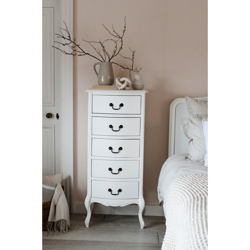 Lemaire Solid Wood 53cm W 5 - Drawer Chest of Drawers, Antique White