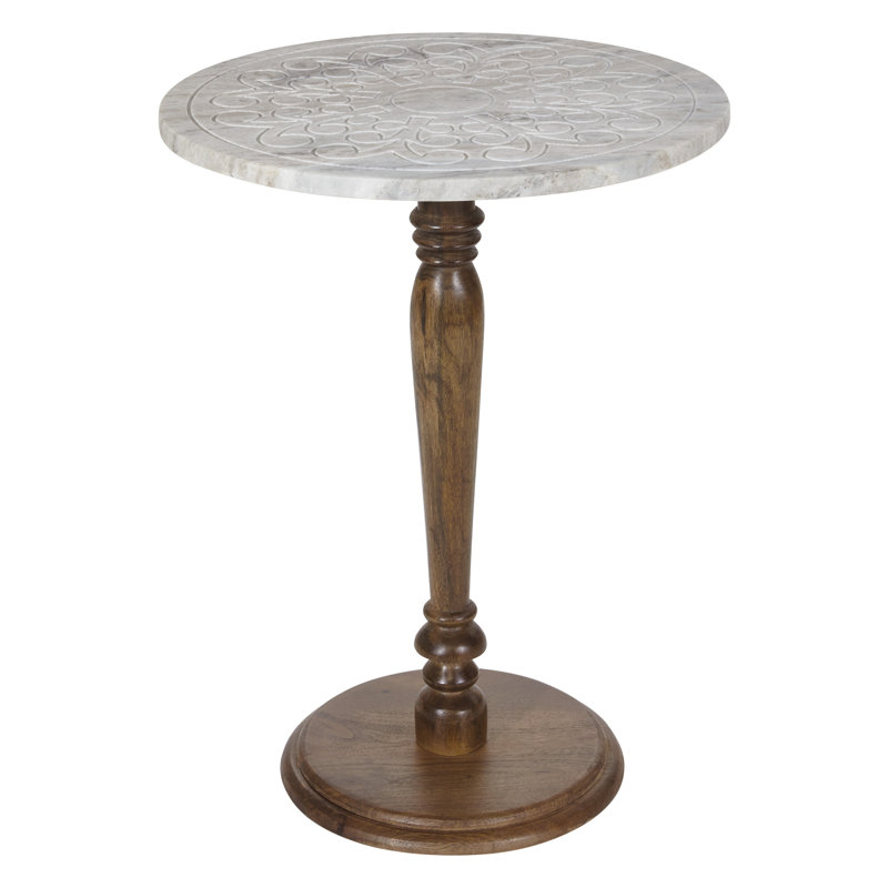 Carved Marble Top Side Table
