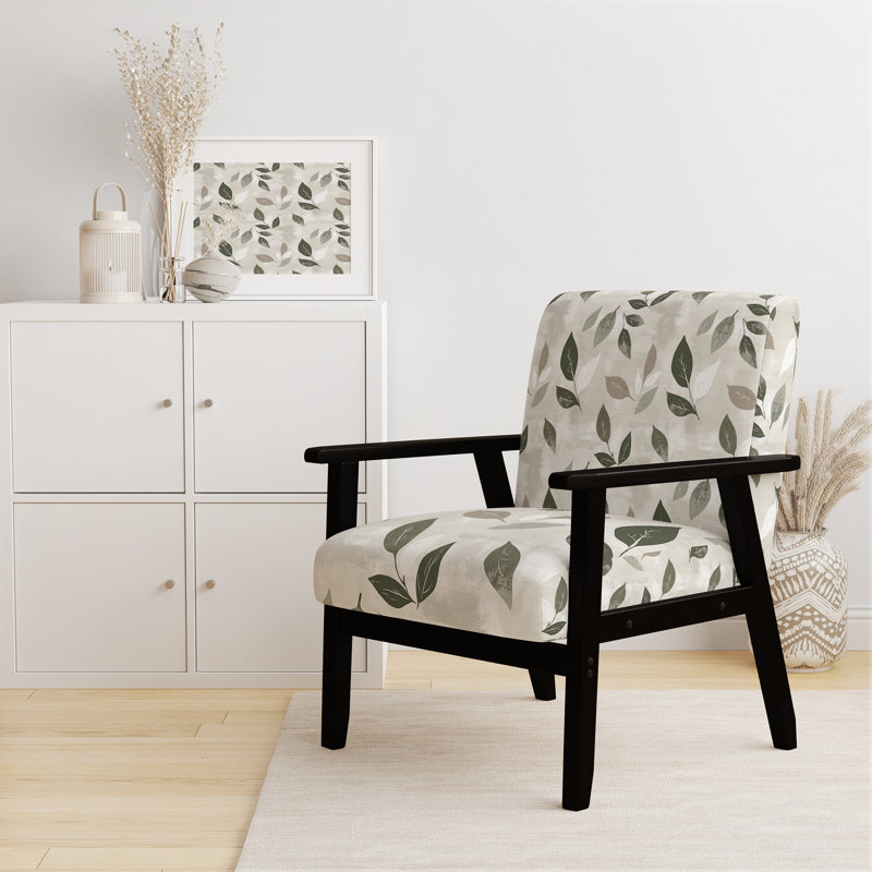 Chaise d'appoint Floral, Accoudoirs carrés noirs