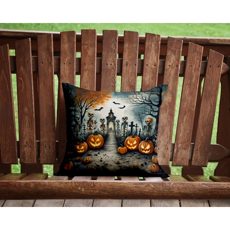 Coussin décoratif intérieur / extérieur en polyester More / Spooky More Spooky Halloween, 14 po x 14 po