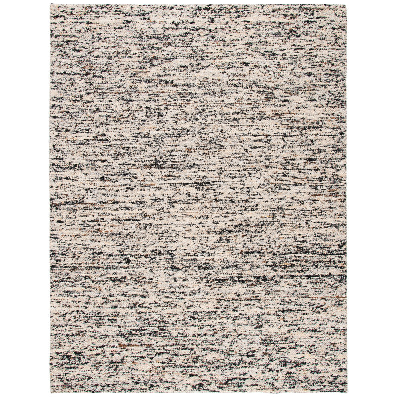 Leo Natura Hand Woven Wool/Cotton Abstract Rug in Gray/Beige, Rectangle 3' x 5'