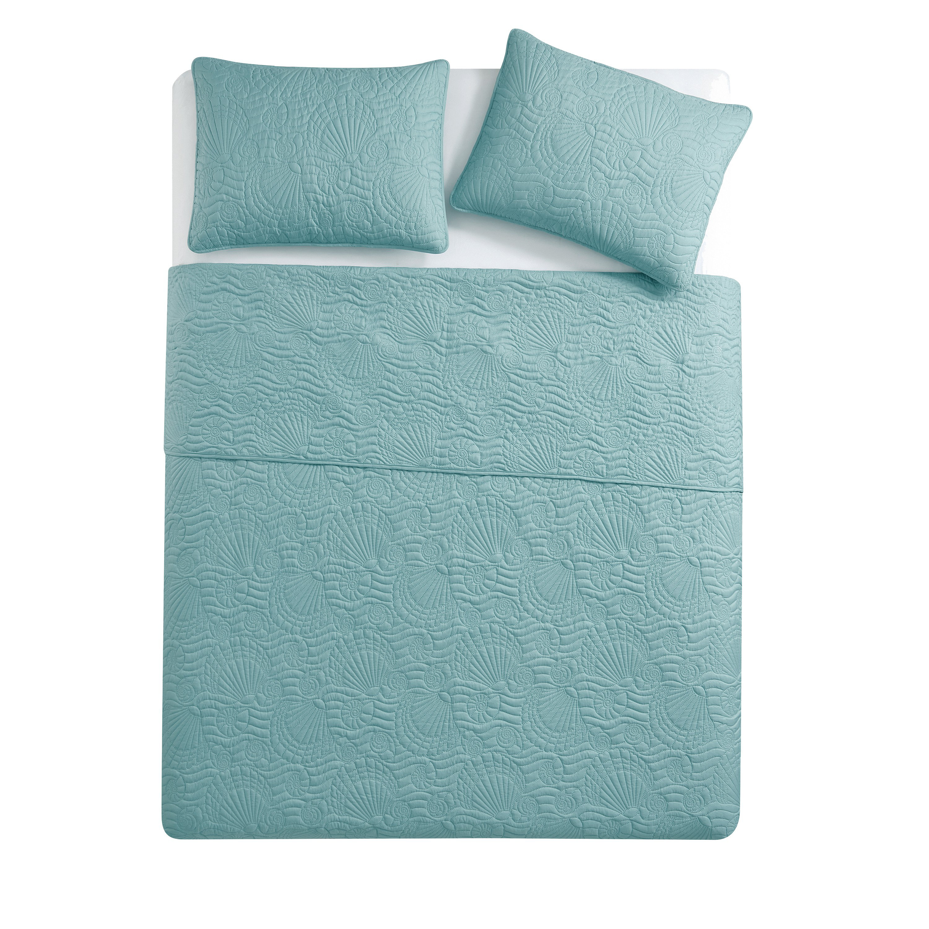 VCNY Ocean 3-Piece Solid Seashell Pinsonic Coastal Quilt Set & Reviews ...