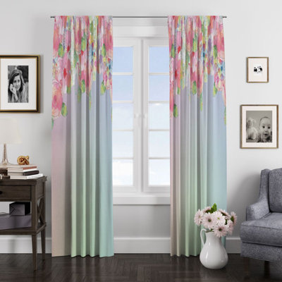 Panneaux de rideaux semi-transparents à motif floral