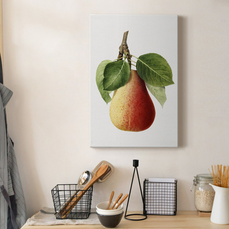 Illustration de poire rétro II - impression sur toile tendue, H 12 po x l 8 po x P 1 po