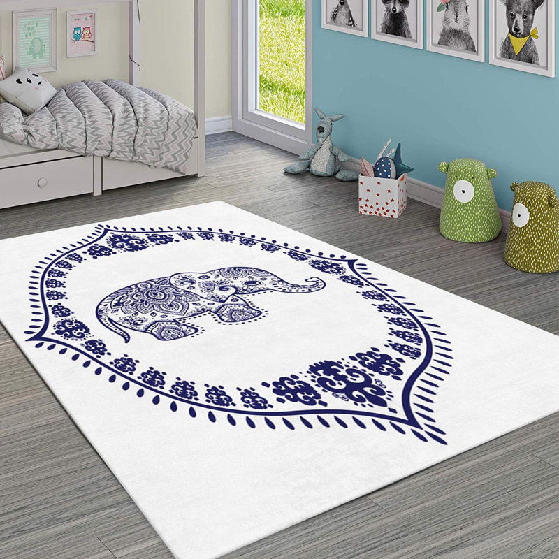 Premium Woven Carpet, 3.3 x 4.6 ft, 100% Polyester, Non-Slip Felt Dot Underside | Raschel Knitting, 0.4 in Pile Height, Machine Washable | Modern Digital Print Design, Ideal for Living Room & Bedroom Decor