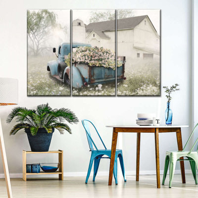 Ensemble de 3 pièces pleines de fleurs sur toile