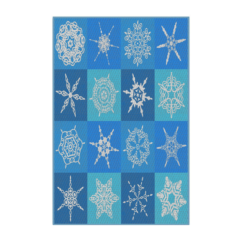 Bleu Spelman/Tapis décoratif blanc, Rectangle 7 pi x 10 pi