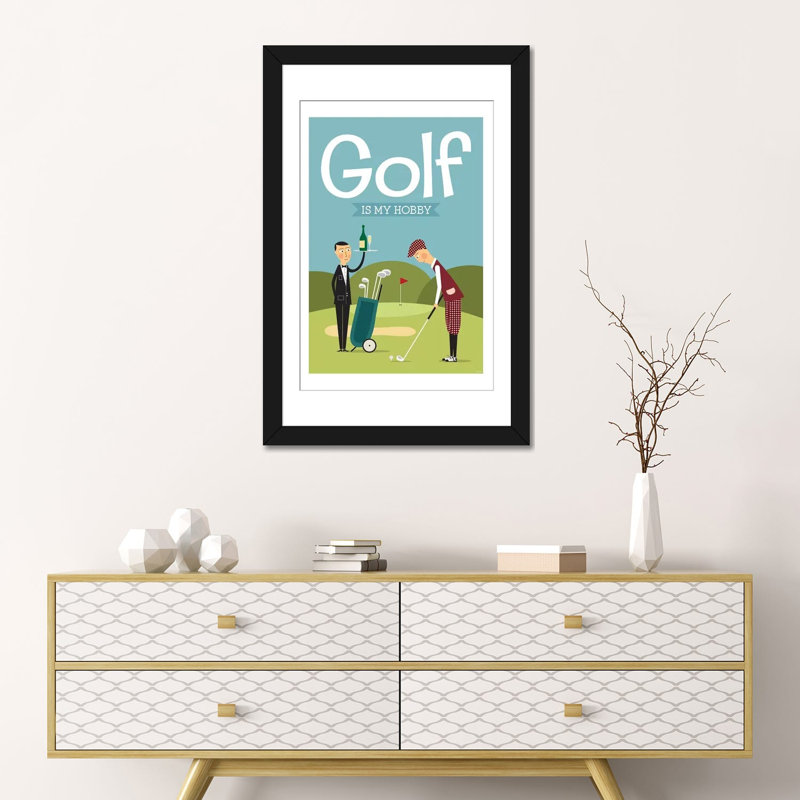 «Golf» par TomasDesign, impression sur toile, H 24 po x l 16 po x P 1 po, Papier d'art encadré noir, Blanc