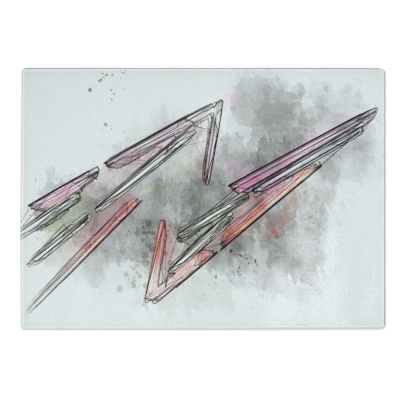 Tempered Glass Neon Lightning Bolt Chopping Board, 28.5 cm W x 20 cm L