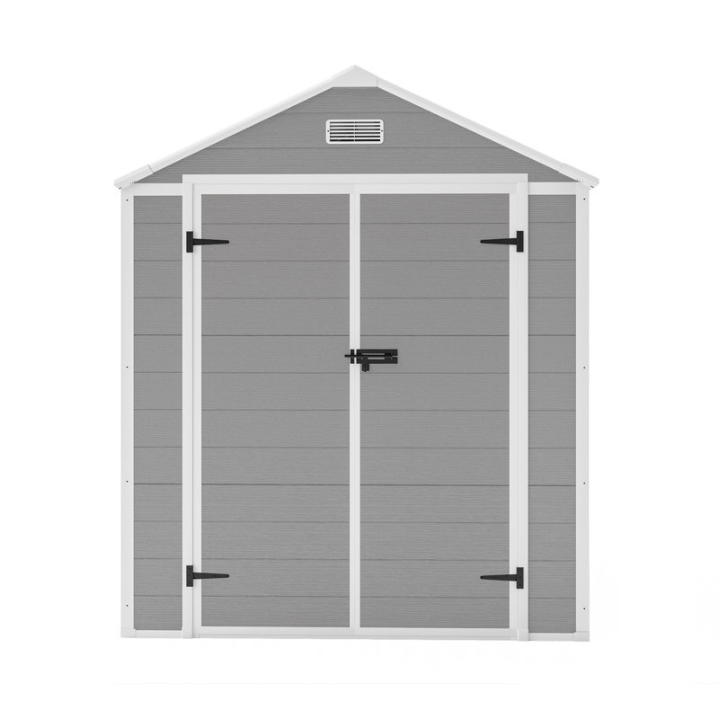 Remise de rangement en résine de 6 pi 5 pi Campcraft, outils de jardin en plastique à l'extérieur des remises, matériau PP de haute qualité, structure solide, imperméable, résistante à la rouille et aux rayons UV, grand espace de rangement, panneau de PP épais de 12 mm, éclairage de fenêtre HD