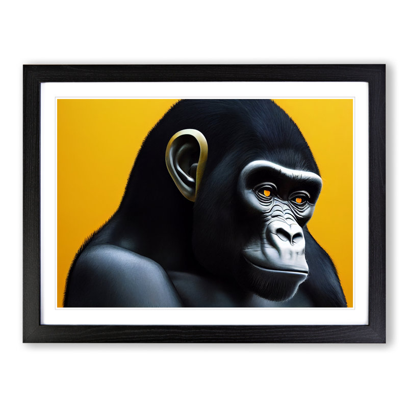 XH1022-6095X Modern Gorilla Vol.2 - Single Picture Frame Print, Black, 46cm H x 64cm W x 2cm D