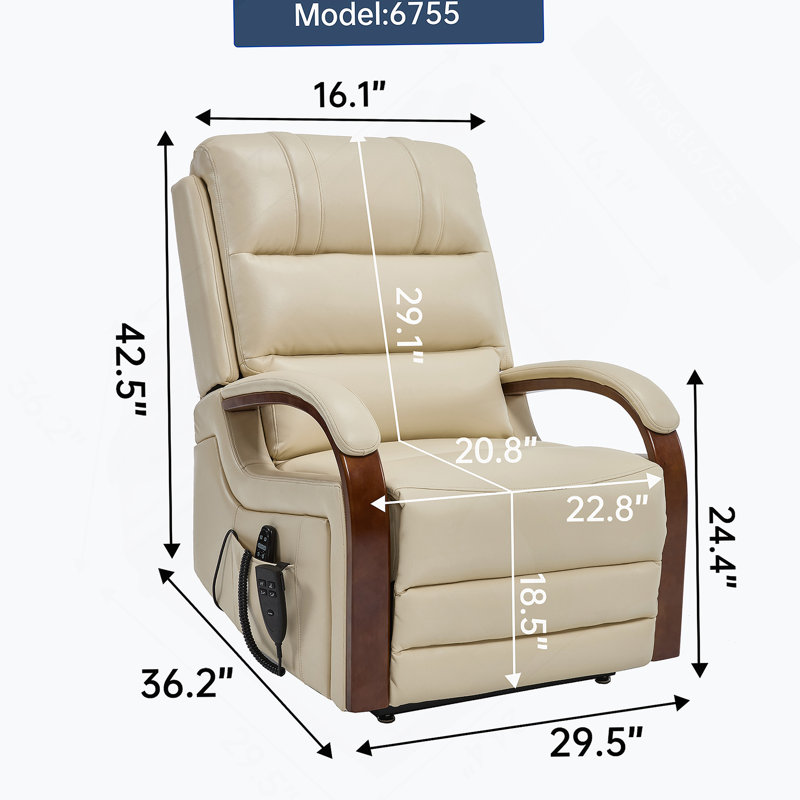 Power Brown Leatheraire Lift Recliner Chair Dual Motor Infinite Position Up To 350 LBS, Beige