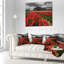 Rows of Bright Ruby Red Tulips - Coussin imprimé paysage-246529886-246529882