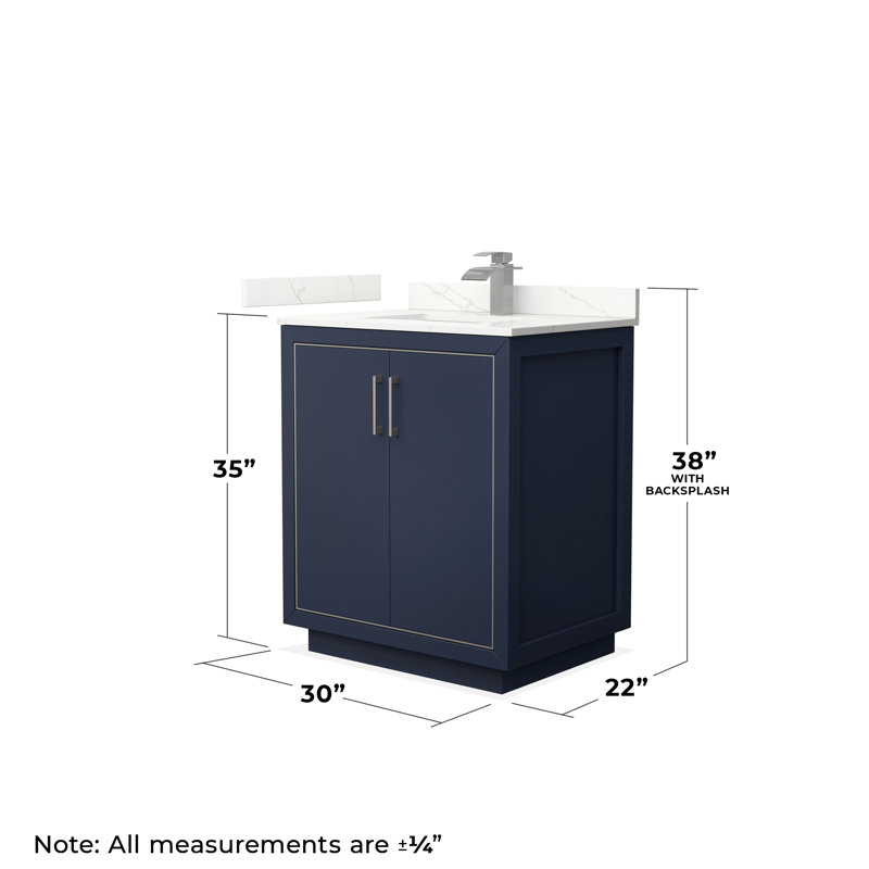 30'' W Single Vanity, Brushed Nickel, Giotto Quartz, Dark Blue
