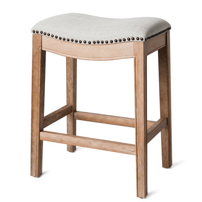 Maven Lane Adrien Backless Saddle Kitchen Stool with Fabric Upholstery