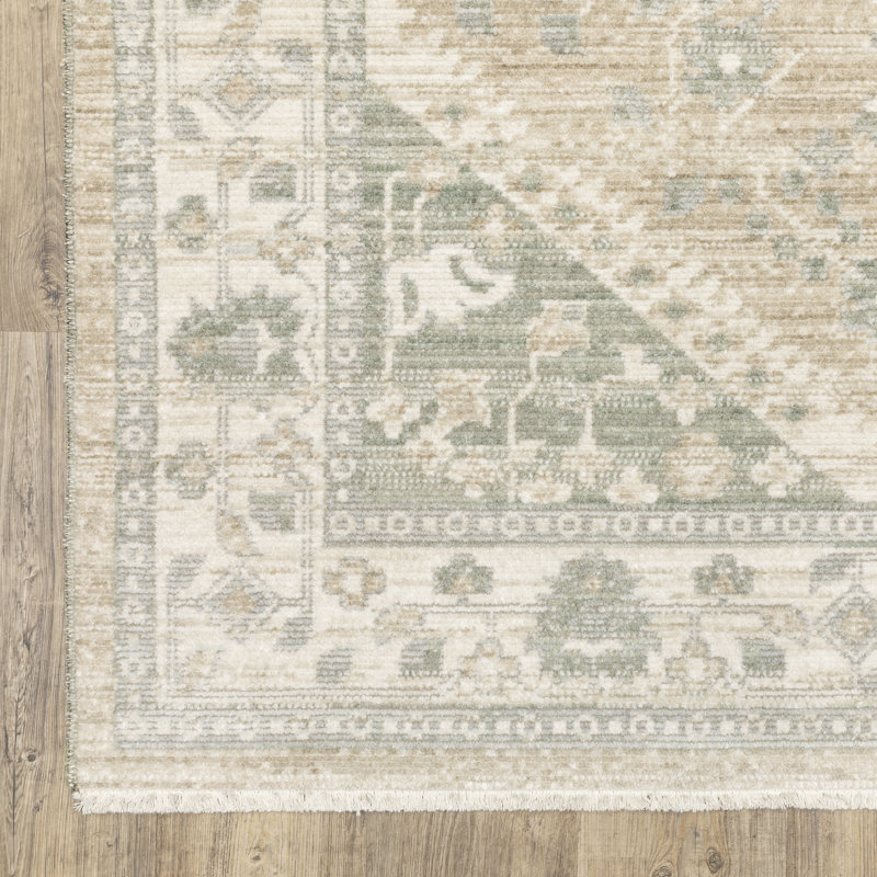 Tapis bleu pâle / taupe Lainey, Rectangle 2 pi 9 po x 5 pi