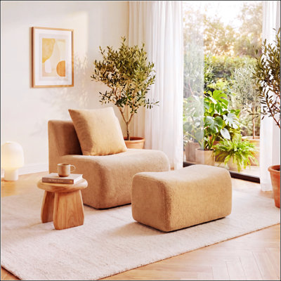 Canapé doux sans tissu, sans assemblage, conception épurée, antidérapant, éponge haute densité 32D pour les salons et les chambres à coucher, chameau
