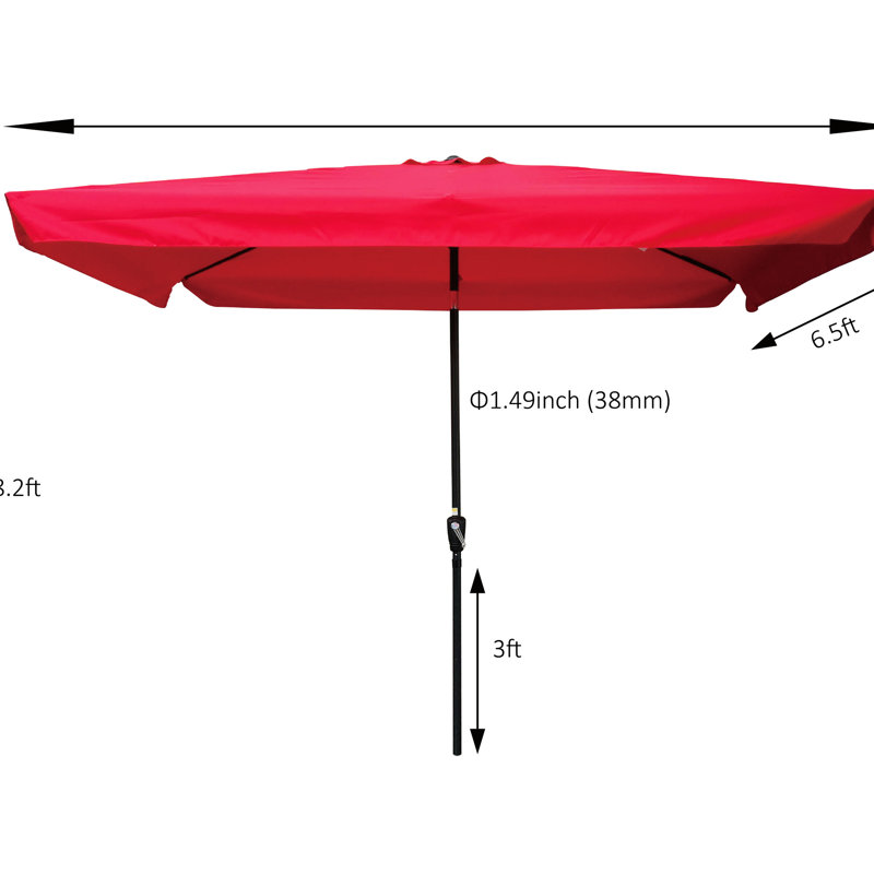 Parasol de patio rectangulaire 10X6.5Ft pour meubles - Parasol rouge, Red