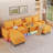 4 Seat Sectional Sofa With Smart Module-bluetooth Speaker/rgb Light/charging Station, 120" Teddy Fleece Fabric Sectional Couches For Living Room-1824930920