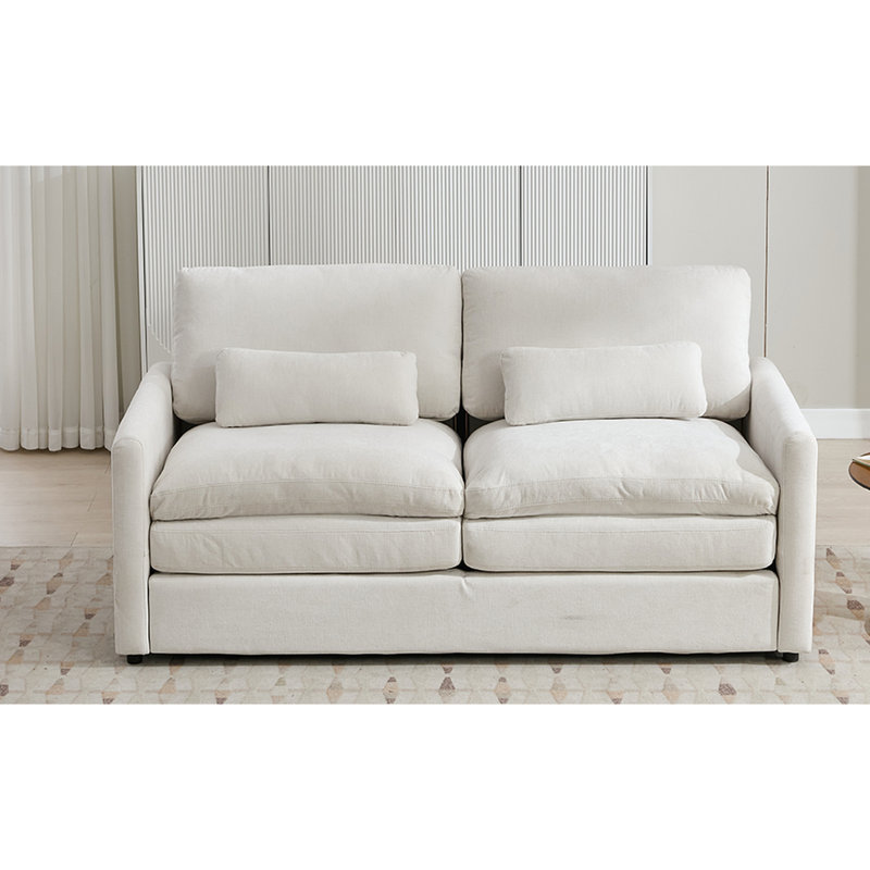 Chenille, beige, coussin à deux couches, confortable surdimensionné pour le salon, soulagement des accoudoirs, détente, Beige