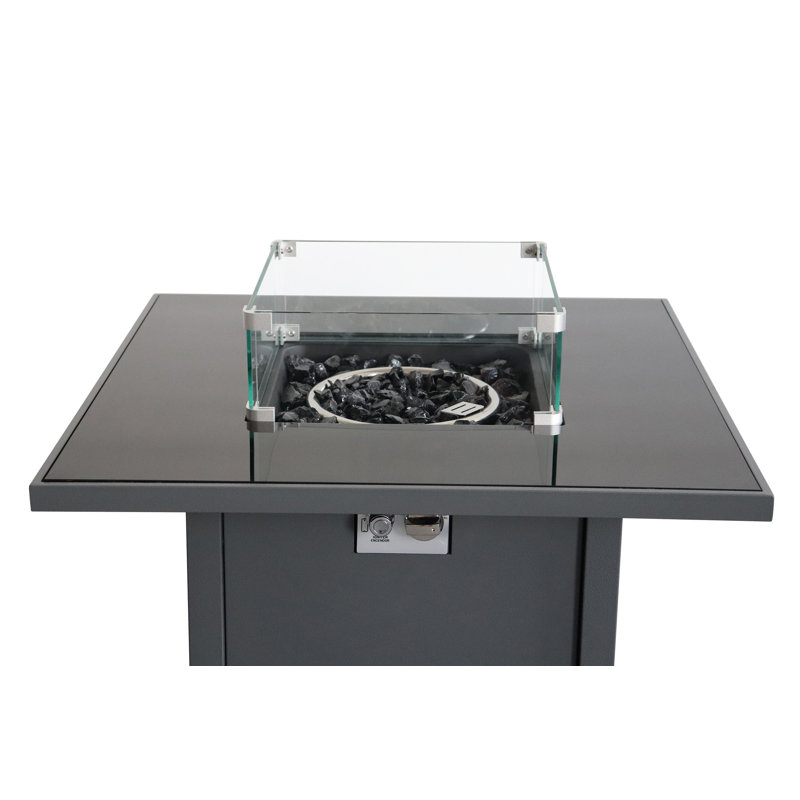 Table de foyer d'extérieur en acier avec couvercle H 25 po x l 30 po